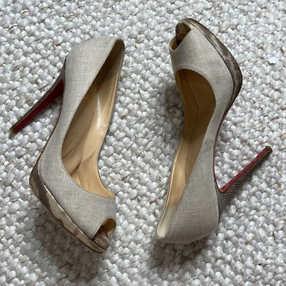 Christian Louboutin Peep Toe Heels Animal Print Size 37 - Picture 1 of 12